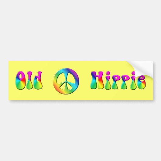 KRW Rainbow Old Hippie Peace Sign Bumpersticker (Voorkant)