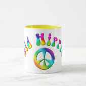 KRW Rainbow Old Hippie Peace Sign Mok (Midden)