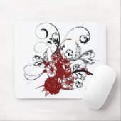 KRW Red Floral Grunge Muismat (Met muis)