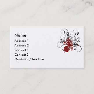 KRW Red Floral Grunge Swirl Visitekaartje