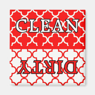 KRW Red Kitchen Clean en Dirty Dishwasher Magnet