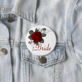 KRW Red Rose Bride Wedding Pin Ronde Button 7,6 Cm (In situ)