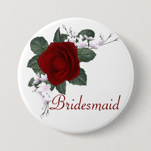 KRW Red Rose Bridesmaid Weddenschap Pin Ronde Button 7,6 Cm