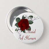 KRW Red Rose Maid of Honor Wedding Pin Ronde Button 7,6 Cm (Voorkant /achterkant)