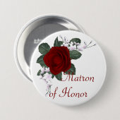 KRW Red Rose Matron of Honor Wedding Pin Ronde Button 7,6 Cm (Voorkant /achterkant)