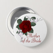 KRW Red Rose Moeder van de bruidbruiddarm Ronde Button 7,6 Cm (Voorkant /achterkant)
