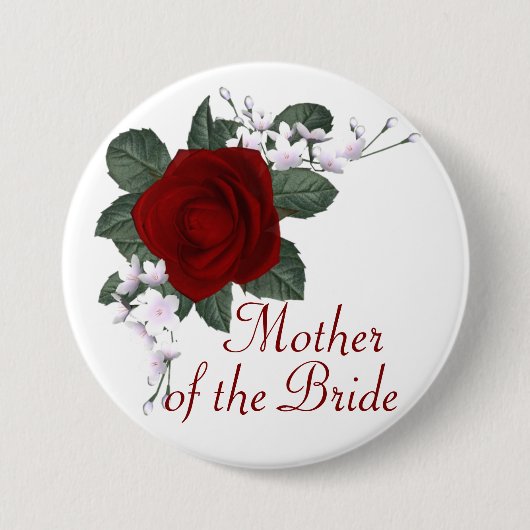 KRW Red Rose Moeder van de bruidbruiddarm Ronde Button 7,6 Cm (Voorkant)