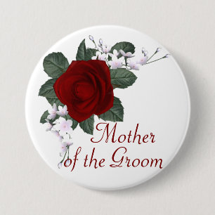 KRW Red Rose Moeder van de Groom Wedding Pin Ronde Button 7,6 Cm