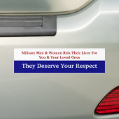KRW respecteert onze militaire Bumpersticker (Op auto)