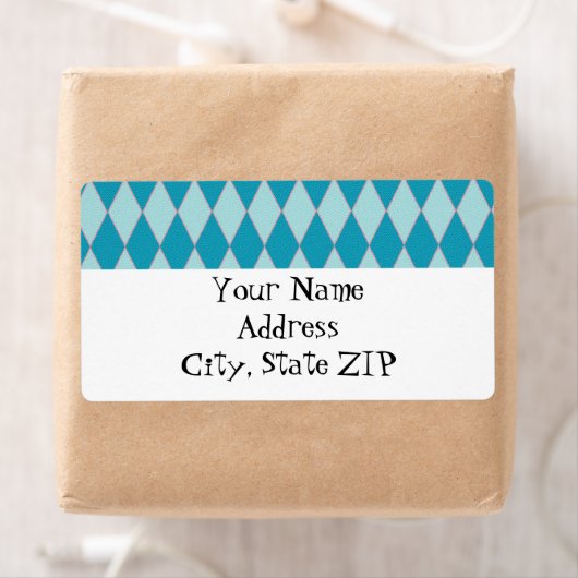 KRW Retro Blue Diamond Aangepast Verzendlabel (Insitu)