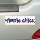 KRW Retro Hippie Chick Peace Sign Bumpersticker (Op auto)