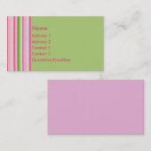 KRW Retro Pink en Green Stripe Visitekaartje (Voorkant / Achterkant)