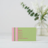 KRW Retro Pink en Green Stripe Visitekaartje (Staand voorkant)