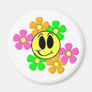 KRW Retro Smile Gezicht en Neon Bloemen Magneet