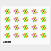 KRW Retro Smile Gezicht en Neon Bloemen Ronde Sticker (Vel)