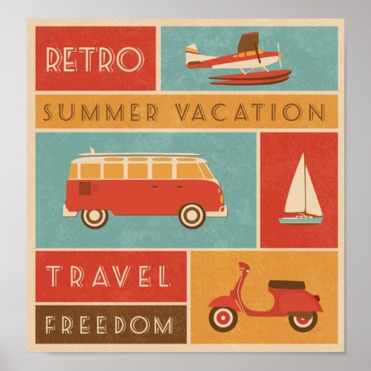 KRW Retro Summer Vacking Travel Poster (Voorkant)
