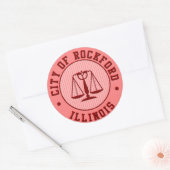 KRW Rockford Peach Baseball Team Ronde Sticker (Envelop)