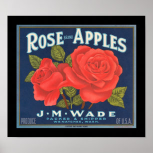 KRW  Roos Apples Fruit Crate Label Poster