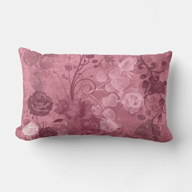 KRW  Roos gelaagd Patroon in Bourgogne Kussen (Voorkant)