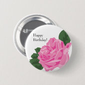 KRW Roos Happy Birthday Button Favor (Voorkant /achterkant)
