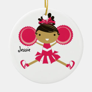 KRW Roze Cheerleader - naamplaatje Keramisch Ornament