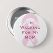 KRW roze lint op maat voor mijn moeder Ronde Button 7,6 Cm (Voorkant /achterkant)