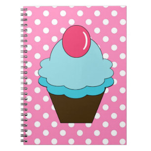 KRW roze Stippen en Blue Cupcake-laptop Notitieboek