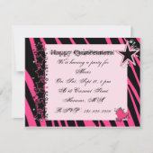 KRW roze Zebra print hartsterren Quinceanera Kaart (Voorkant)