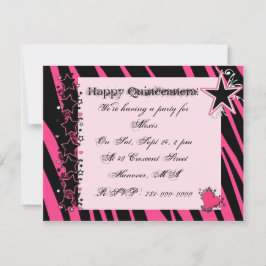 KRW roze Zebra print hartsterren Quinceanera Kaart