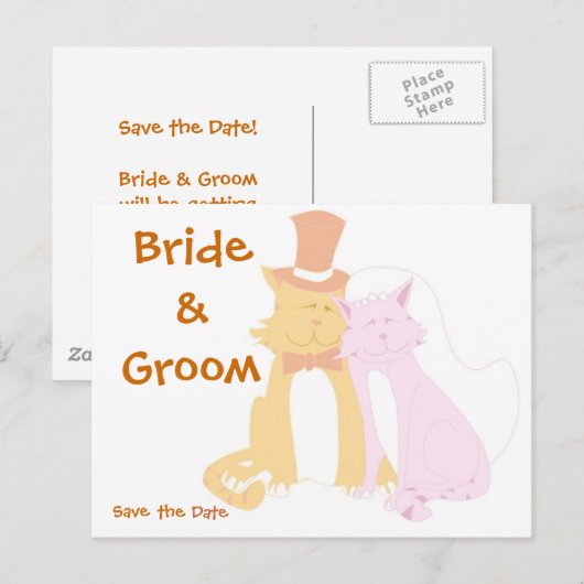 KRW Save the Date Cats Aangepaste bruiloft Kaart (Voorkant / Achterkant)