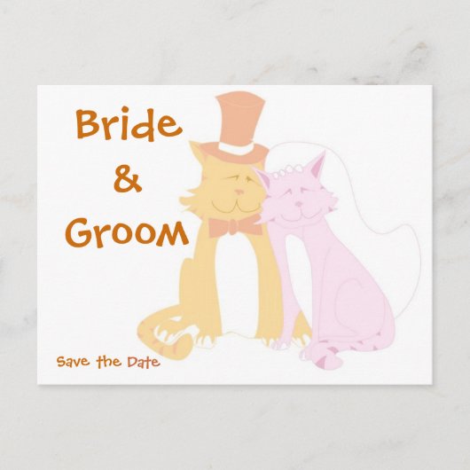 KRW Save the Date Cats Aangepaste bruiloft Kaart (Voorkant)