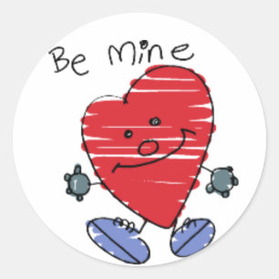 KRW Schattige Be Mine Hart Valentijn Ronde Sticker