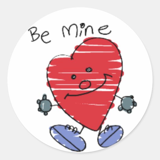 KRW Schattige Be Mine Hart Valentijn Ronde Sticker (Voorkant)