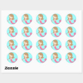 KRW Schattige Roze Zeemeermin Ronde Sticker (Vel)