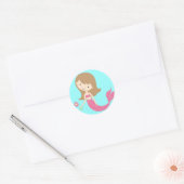KRW Schattige Roze Zeemeermin Ronde Sticker (Envelop)