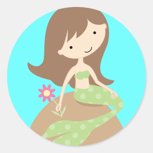 KRW Schattigee Groene Zeemeermin Ronde Sticker (Voorkant)