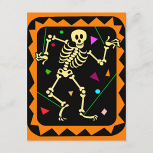 KRW Skeleton Celebration Halloween Party Invite Kaart