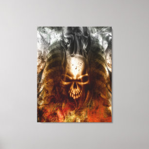 KRW Smoldering Skull Wrapped Canvas Art Afdruk