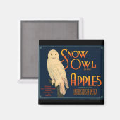 KRW  Sneeuw Uil Appels Fruit Krat Label Magn Magneet (Voorkant / Achterkant)