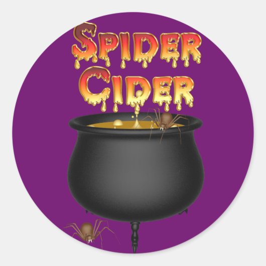 KRW Spider Cider Halloween Ronde Sticker (Voorkant)