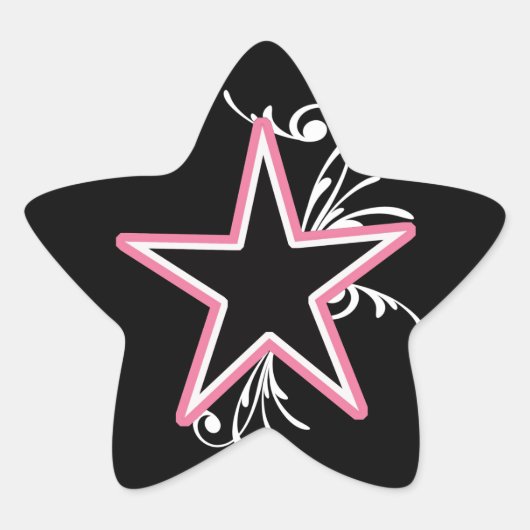KRW Star en Swirls Roze en Zwarte Sticker (Voorkant)