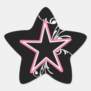 KRW Star en Swirls Roze en Zwarte Sticker