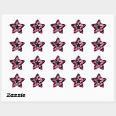 KRW Star en Swirls Zebra Roze en Zwarte Sticker (Vel)