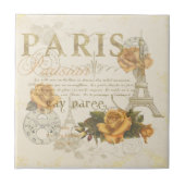 KRW  Stijl Parijs Rozen Eiffeltoren Tile Tegeltje (Voorkant)