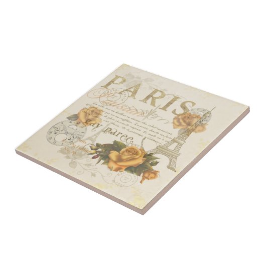 KRW  Stijl Parijs Rozen Eiffeltoren Tile Tegeltje (Zijkant)