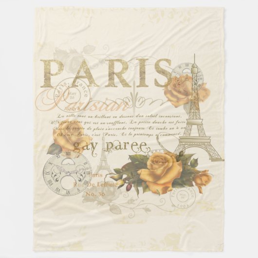 KRW Stijl Parijs Rozen Eiffeltower Blanket Fleece Deken (Voorkant)