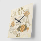 KRW  Stijl Parijs Rozen Eiffeltowerklok Vierkante Klok (Hoek)