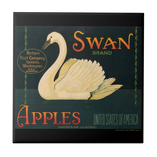 KRW  Swan Apples Fruit Crate Label Tegeltje (Voorkant)