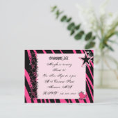 KRW Sweet 16 Roze Zebra Print Heart Stars Birthday Kaart (Staand voorkant)
