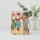KRW Vintage Beach Illustration Postcard Briefkaart (Staand voorkant)